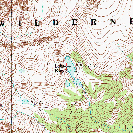 Topographic Map of Lake Mary, MT