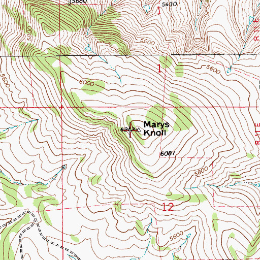 Topographic Map of Marys Knoll, MT