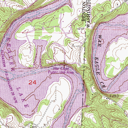 Topographic Map of War Eagle Public Use Area, AR