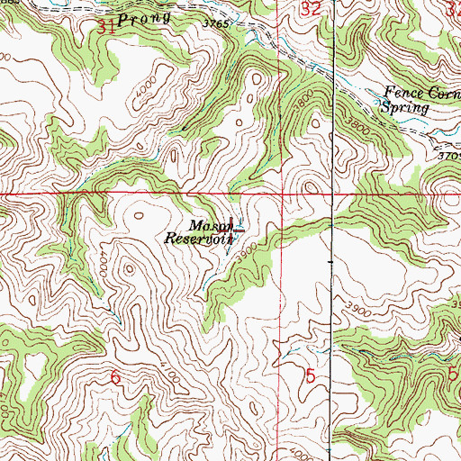 Topographic Map of Mason Reservoir, MT