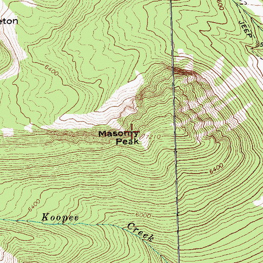Topographic Map of Masonry Peak, MT