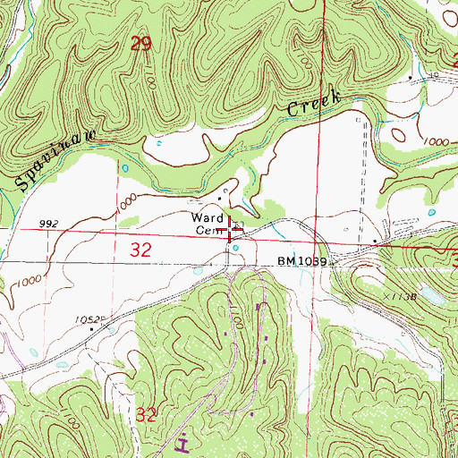 Topographic Map of Ward Cemetery, AR