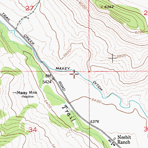 Topographic Map of Maxey Ditch, MT