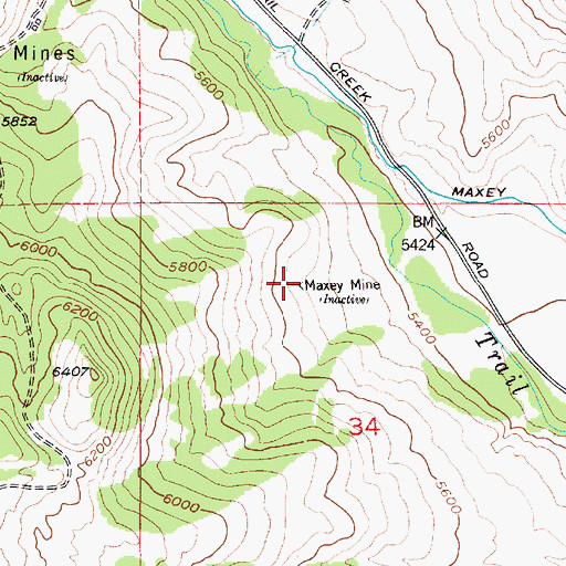 Topographic Map of Maxey Mine, MT