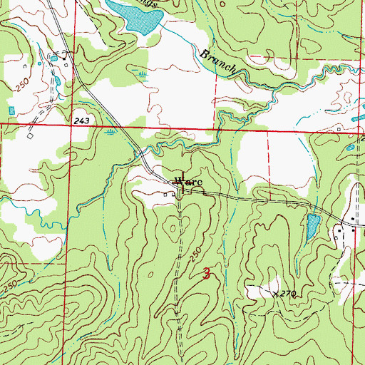 Topographic Map of Ware, AR