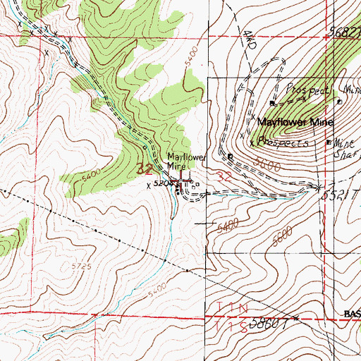 Topographic Map of Mayflower Mine, MT