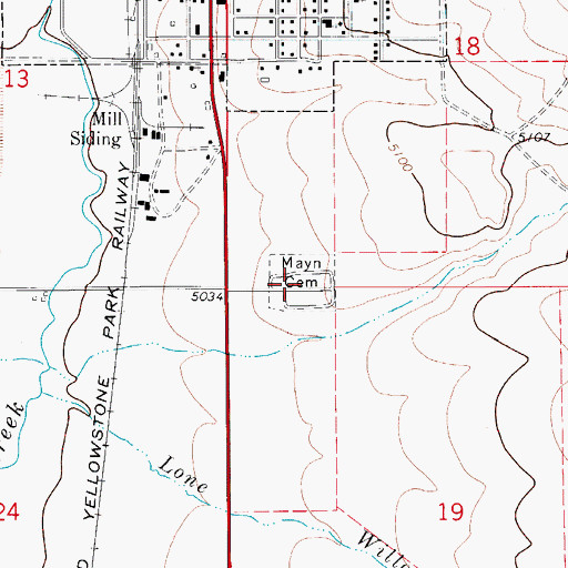 Topographic Map of Mayn Cemetery, MT
