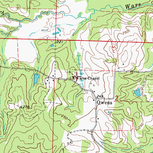 Topographic Map of Wares Chapel United Methodist Church, AR