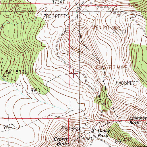 Topographic Map of Mc Larens Mines, MT