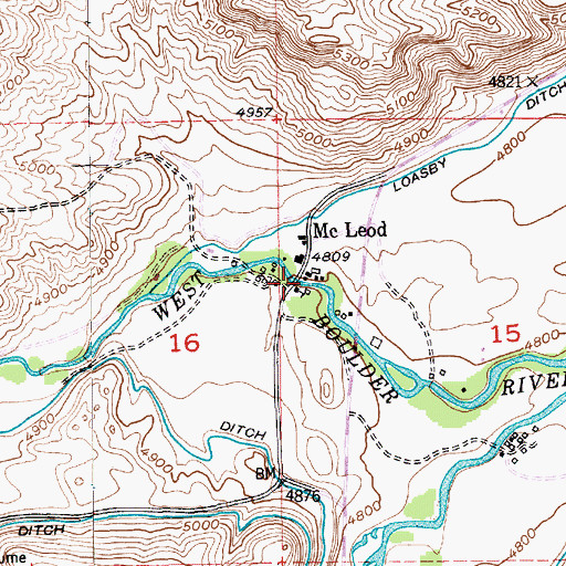 Topographic Map of McLeod, MT