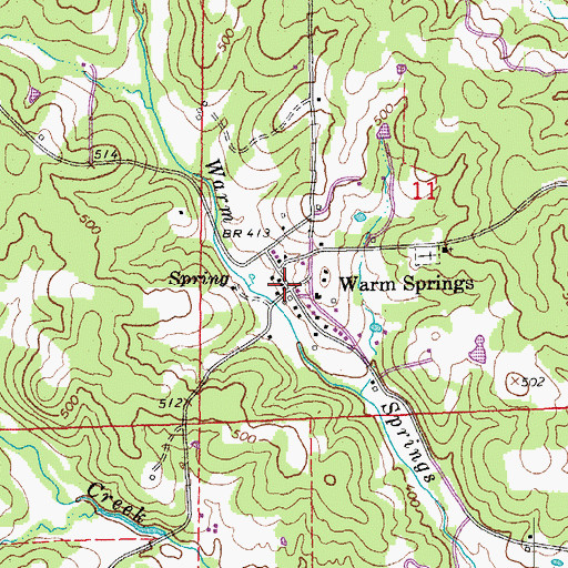 Topographic Map of Warm Springs, AR