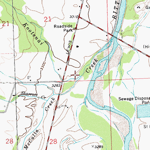 Topographic Map of McCalla Creek, MT