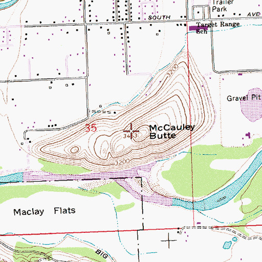 Topographic Map of McCauley Butte, MT