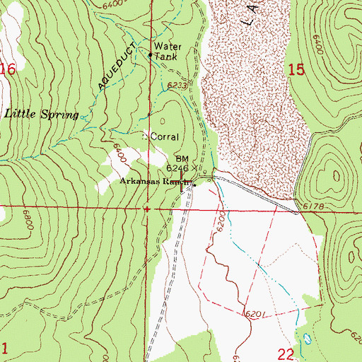 Topographic Map of Arkansas Ranch, AZ