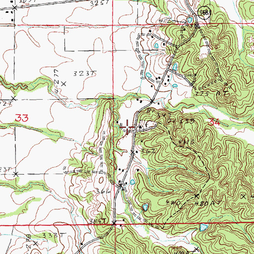 Topographic Map of Warrens Chapel United Methodist Church, AR
