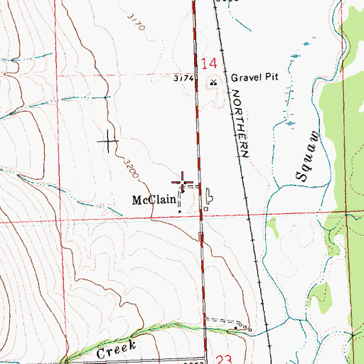 Topographic Map of McClain, MT