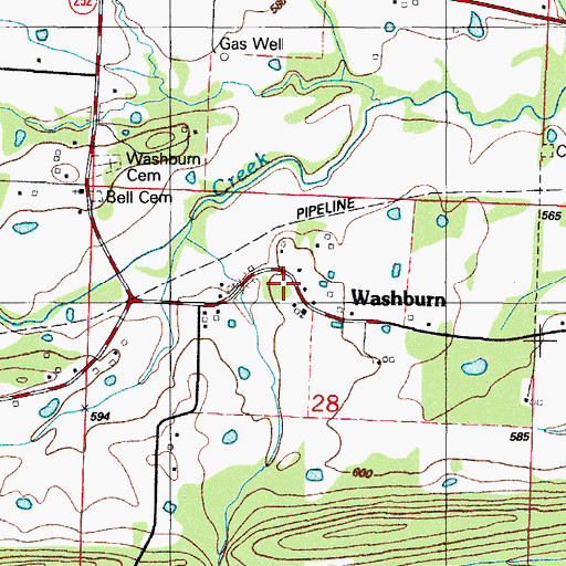 Topographic Map of Washburn, AR
