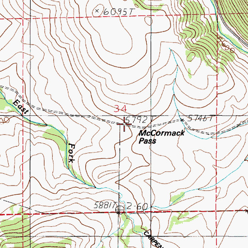 Topographic Map of McCormack Pass, MT