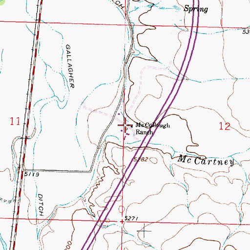 Topographic Map of McCullough Ranch, MT