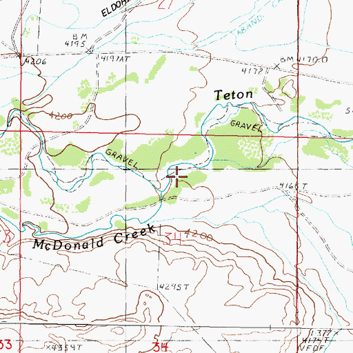 Topographic Map of McDonald Creek, MT