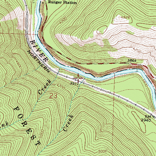 Topographic Map of McDonald Creek, MT