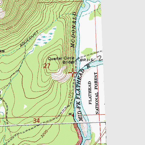 Topographic Map of McDonald Creek, MT
