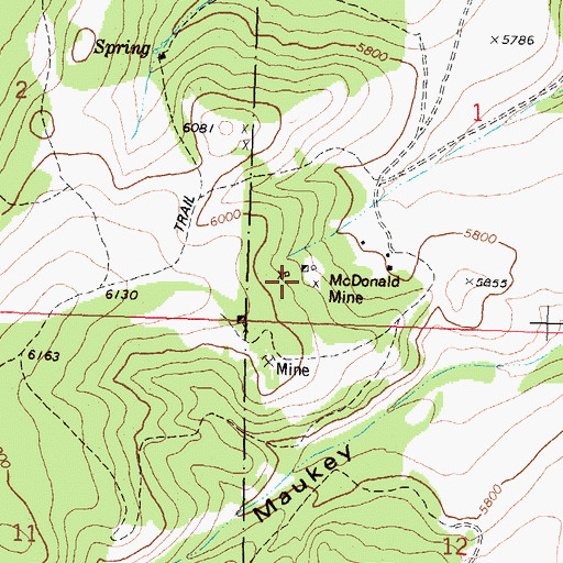 Topographic Map of McDonald Mine, MT