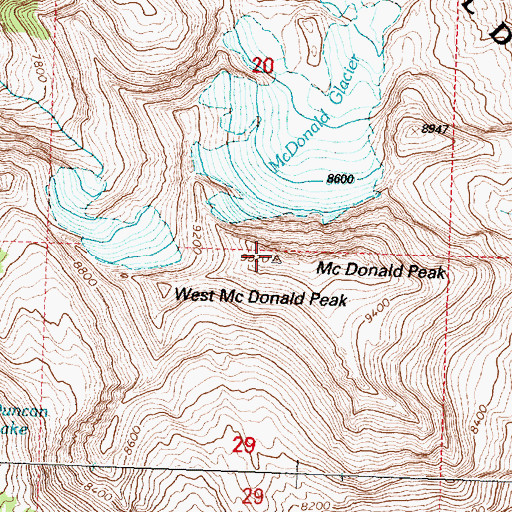 Topographic Map of McDonald Peak, MT