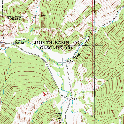 Topographic Map of McGee Coulee, MT