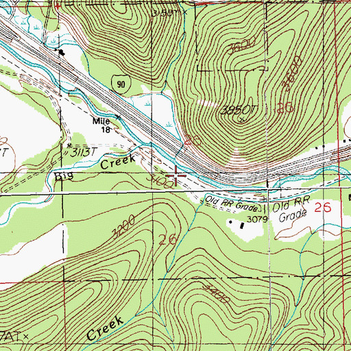 Topographic Map of McGee Creek, MT