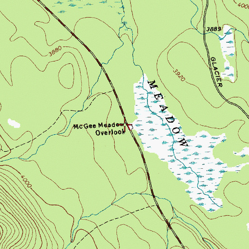 Topographic Map of McGee Meadow Overlook, MT