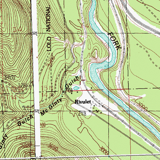 Topographic Map of McGinty Gulch, MT