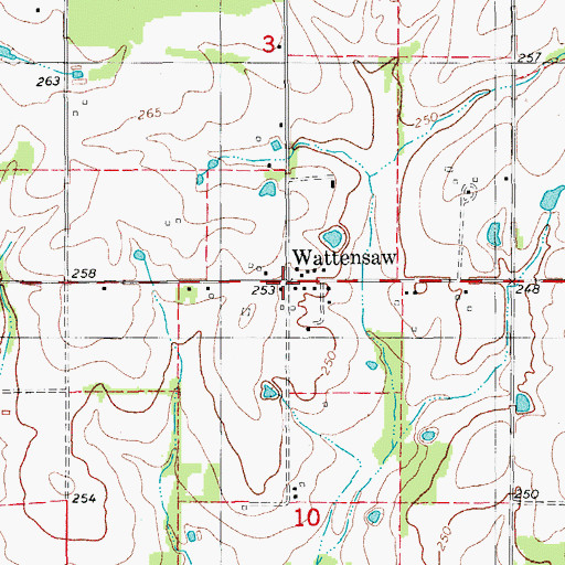 Topographic Map of Wattensaw, AR