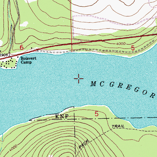 Topographic Map of McGregor Lake, MT