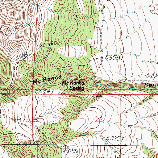 Topographic Map of McKanna Spring, MT
