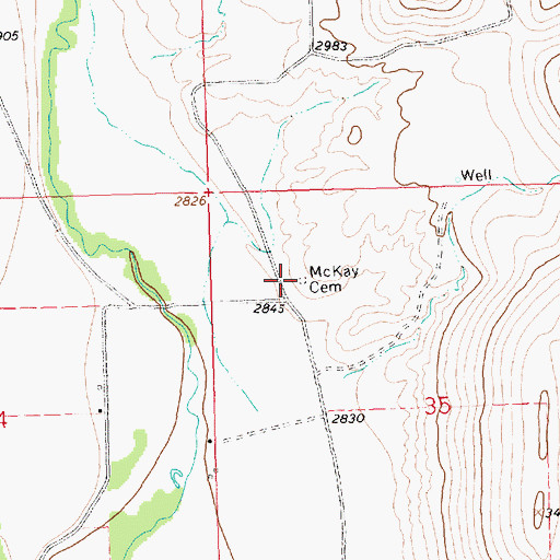 Topographic Map of McKay Cemetery, MT