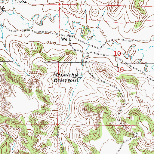 Topographic Map of McLatchy Reservoir, MT