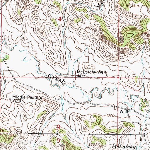 Topographic Map of McLatchy Well, MT