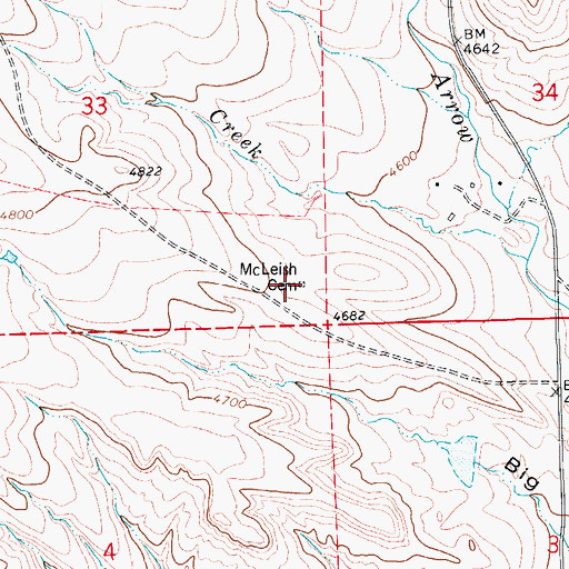 Topographic Map of McLeish Cemetery, MT