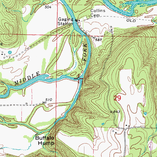 Topographic Map of Weaver Creek, AR