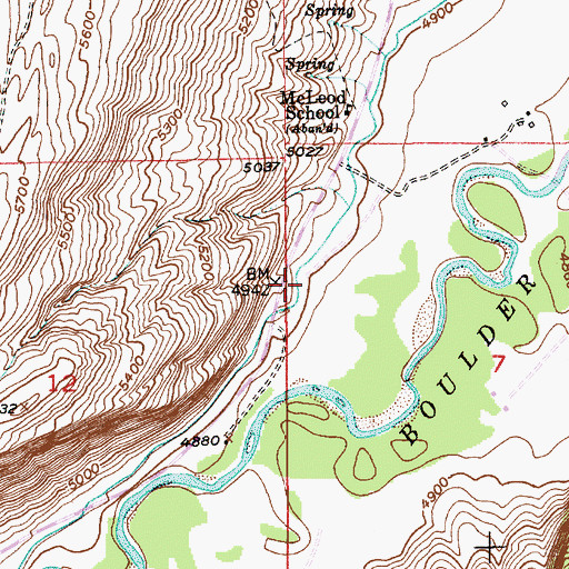 Topographic Map of McLeod Ditch, MT