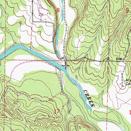Topographic Map of Webber Creek, AR