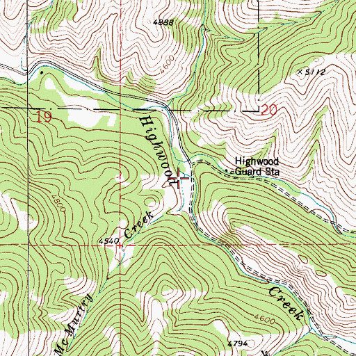 Topographic Map of McMurtry Creek, MT