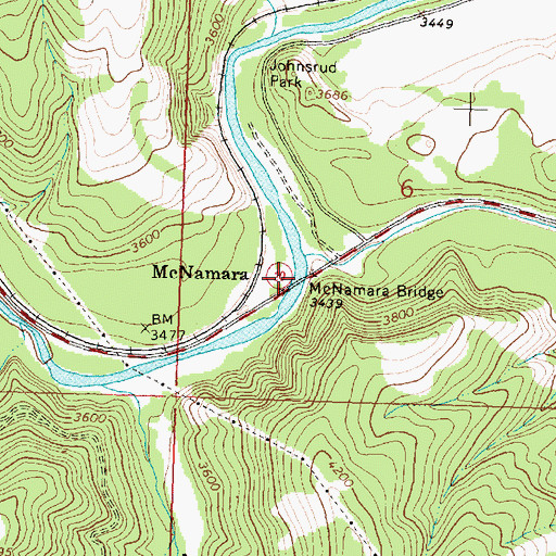 Topographic Map of McNamara Bridge, MT