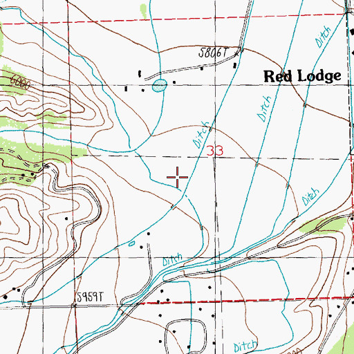 Topographic Map of McDonald Ditch, MT