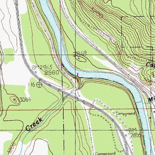 Topographic Map of Meadow Creek, MT