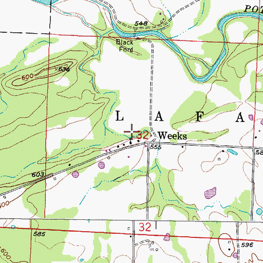 Topographic Map of Weeks, AR
