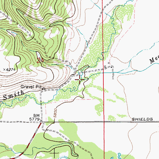 Topographic Map of Meadow Creek, MT
