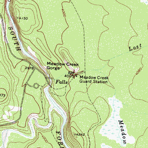 Topographic Map of Meadow Creek Guard Station, MT