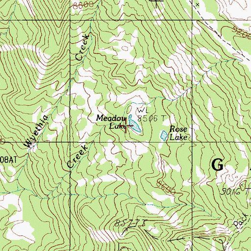 Topographic Map of Meadow Lake, MT